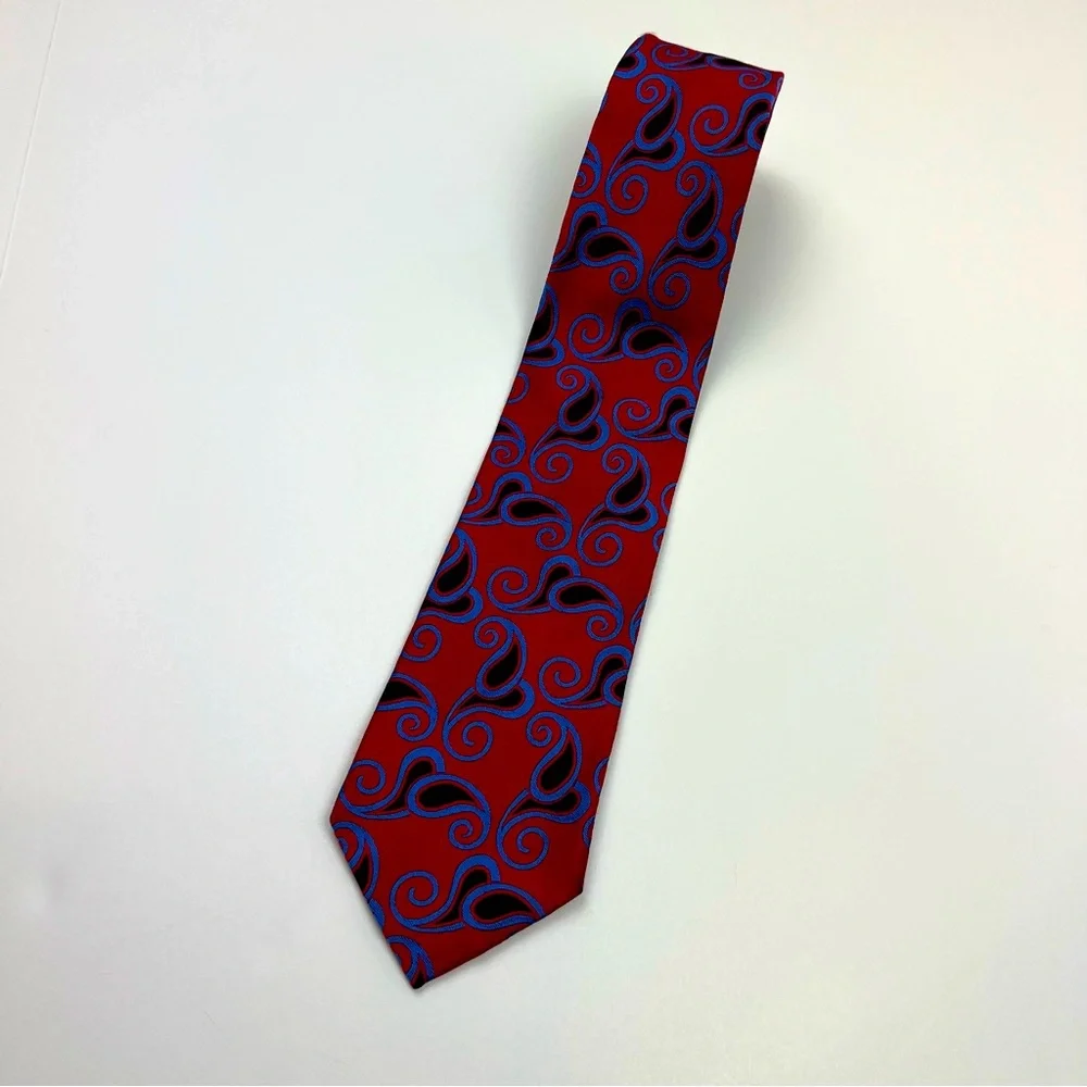 J.Z.‎ Richards Gallery Collection 100% Pure Silk Red Blue Mens Tie Preppy Office